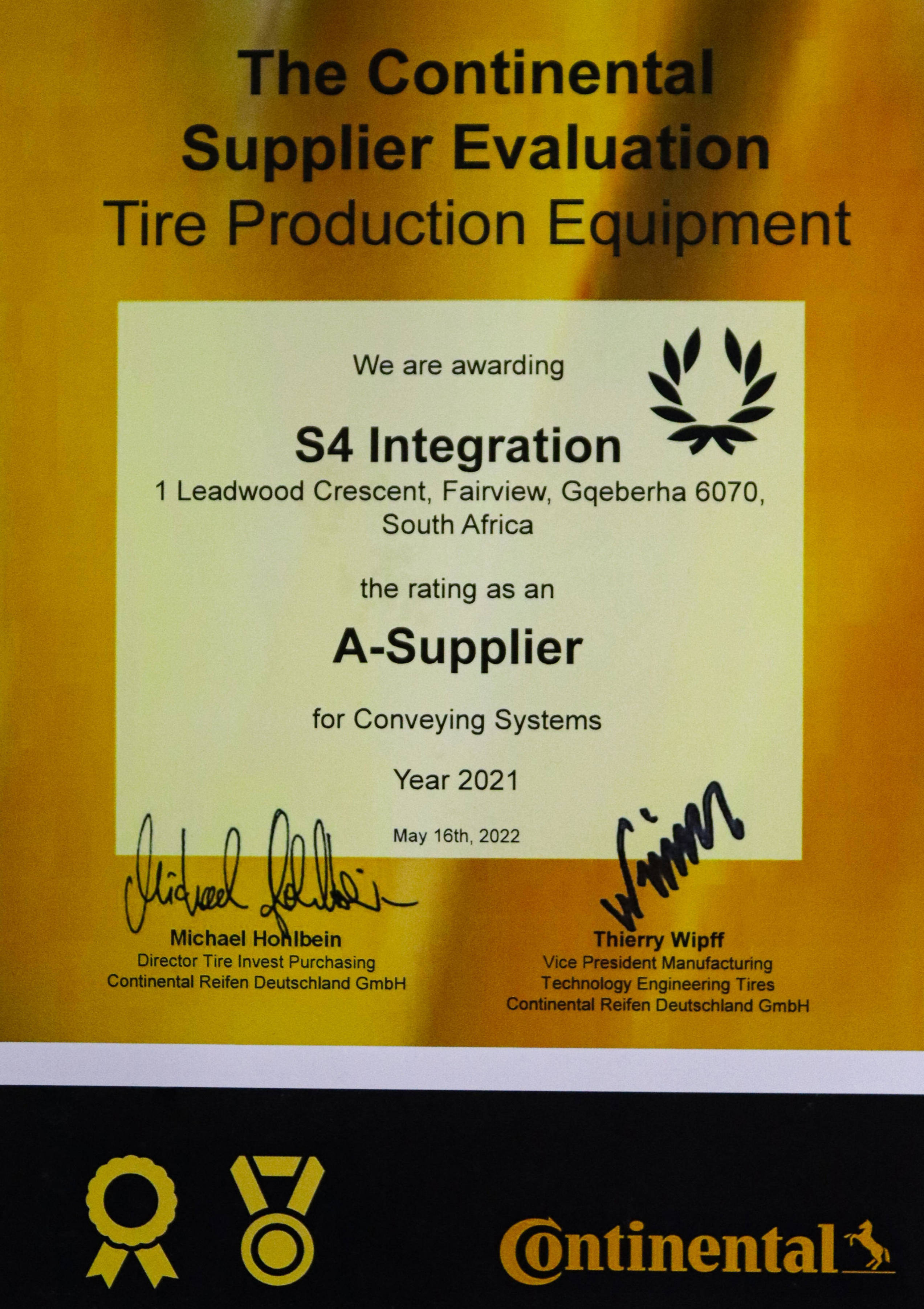 The Continental Supplier Evaluation